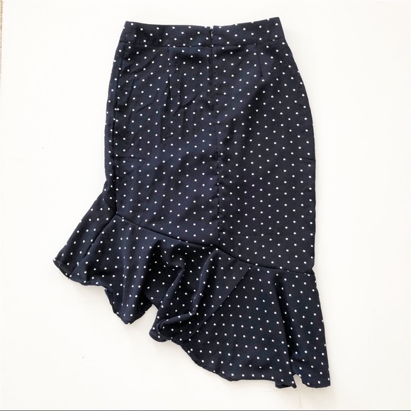 Nasty Gal Navy Blue Polka Dot Ruffle Midi Skirt - Picture 7 of 7